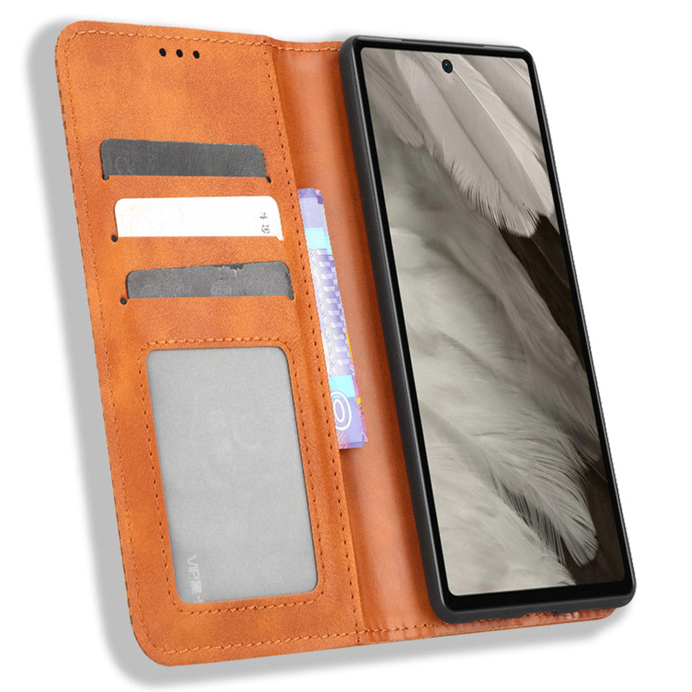 For Google Pixel 7a Supporting Stand Wallet Retro Texture Phone Case Drop-proof PU Leather Cellphone Cover For Google Pixel 7a Supporting Stand Wallet Retro Texture Phone Case Drop-proof PU Leather Cellphone Cover